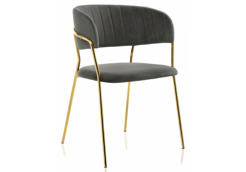 Стул на металлокаркасе Kamelia темно-серый / золотой (57x54x83). 