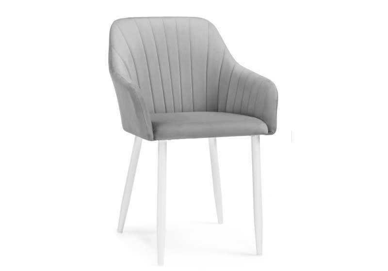 Стул на металлокаркасе Слэм светло-серое / белое (54x53x82). 