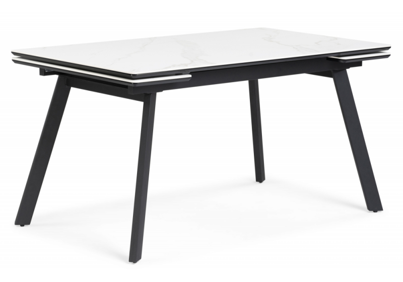 Керамический стол Норман 140(200)х80х75 белый мрамор alpin white / черный (80x75). 